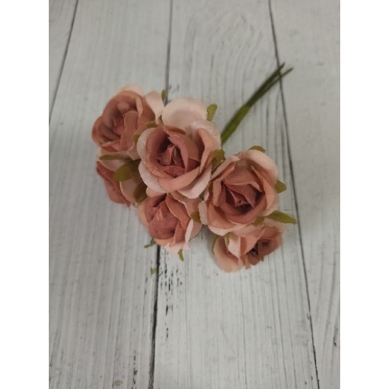 Цветы из ткани 2,5 см в пучках (6 шт) цв. коричневый, цена за пучок